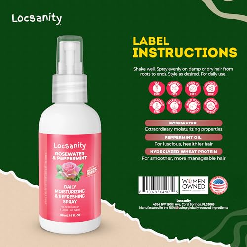 Rosewater Peppermint Loc Moisturizing Spray