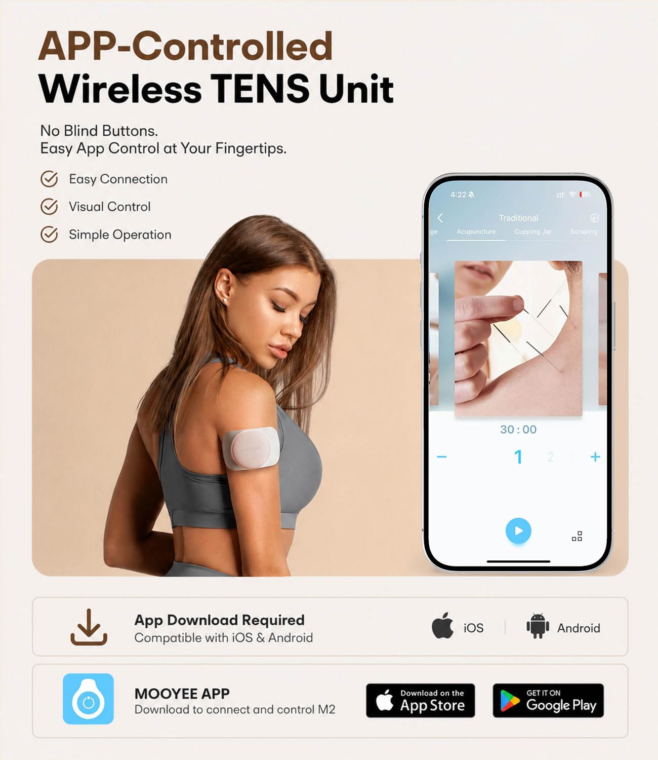 Wireless TENS EMS Muscle Relief Device