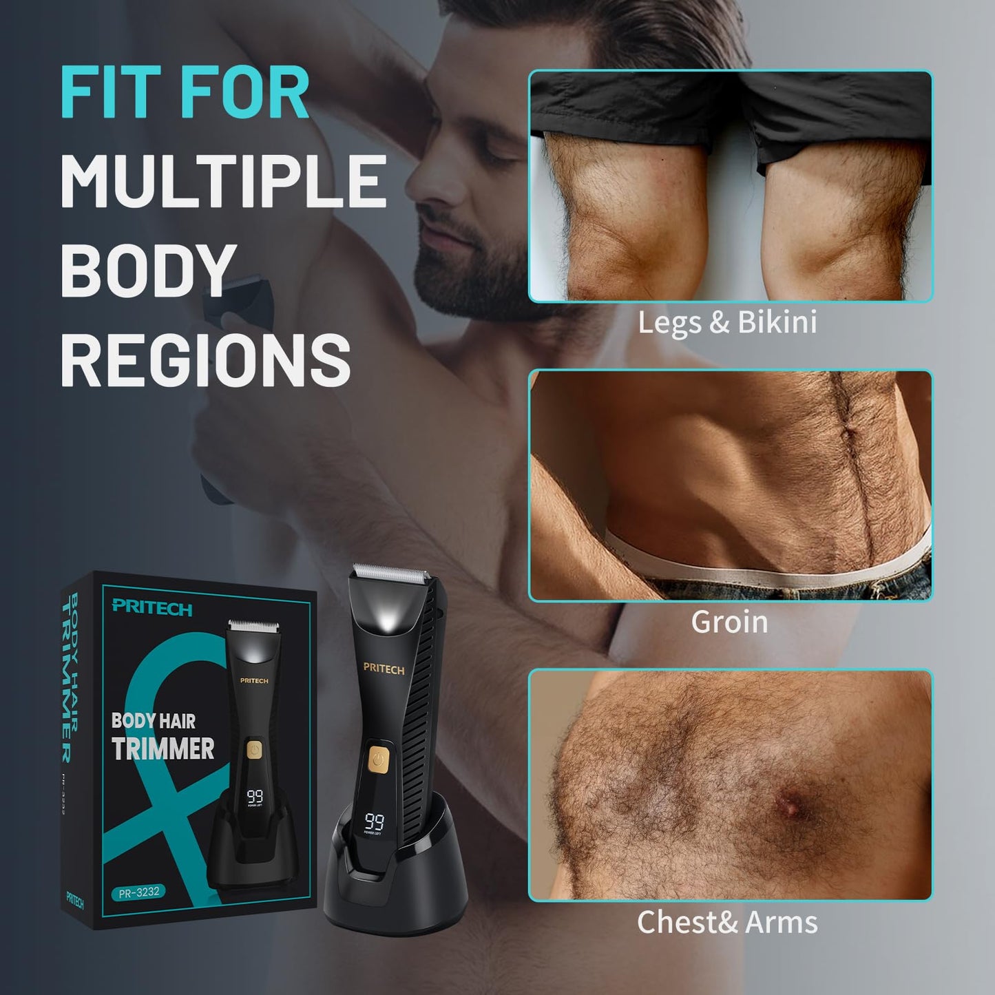 Waterproof Body Hair Trimmer for Men