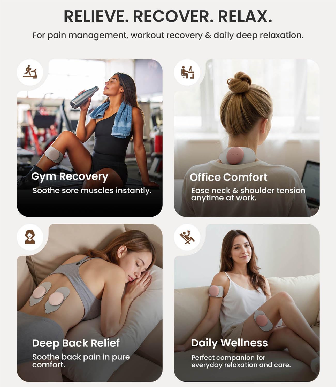 Wireless TENS EMS Muscle Relief Device