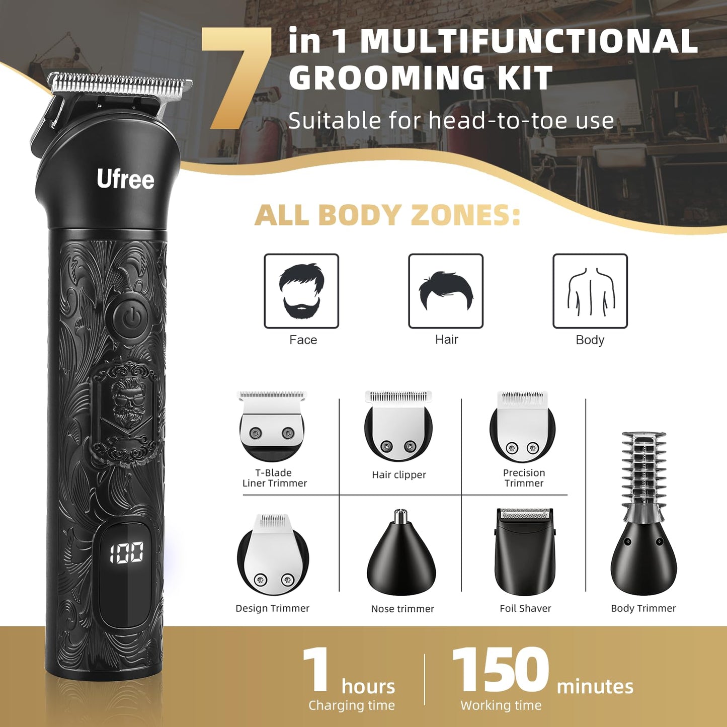 Cordless Beard Trimmer Grooming Kit