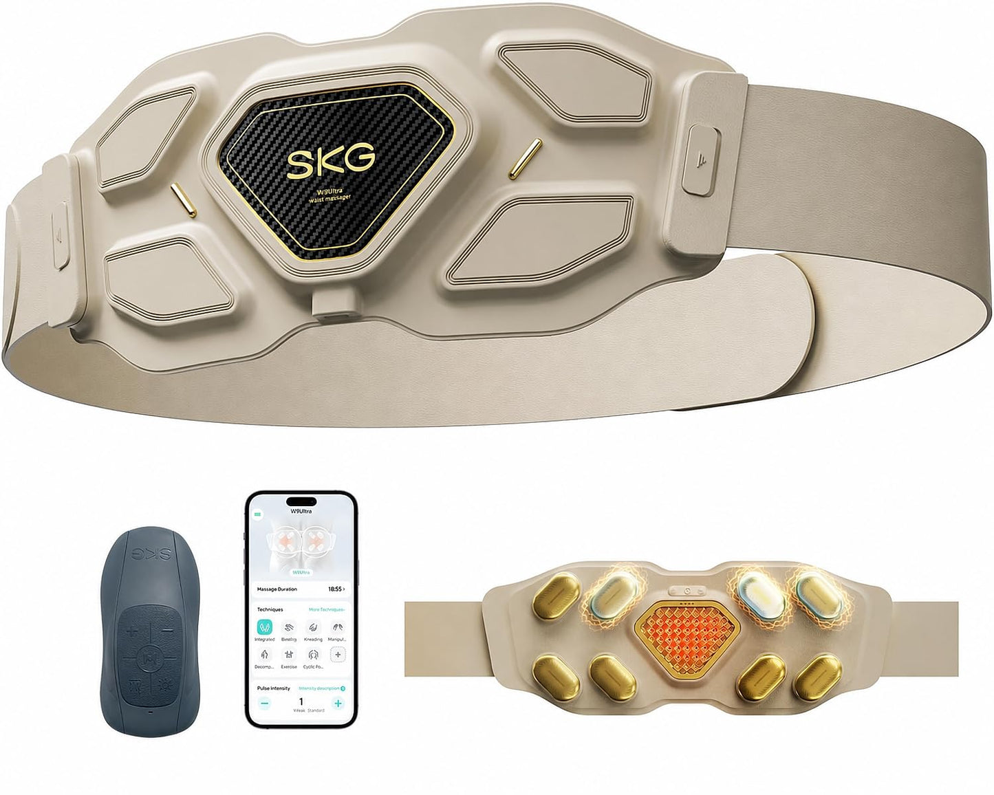 Cordless Lower Back Massager with Heat Therapy